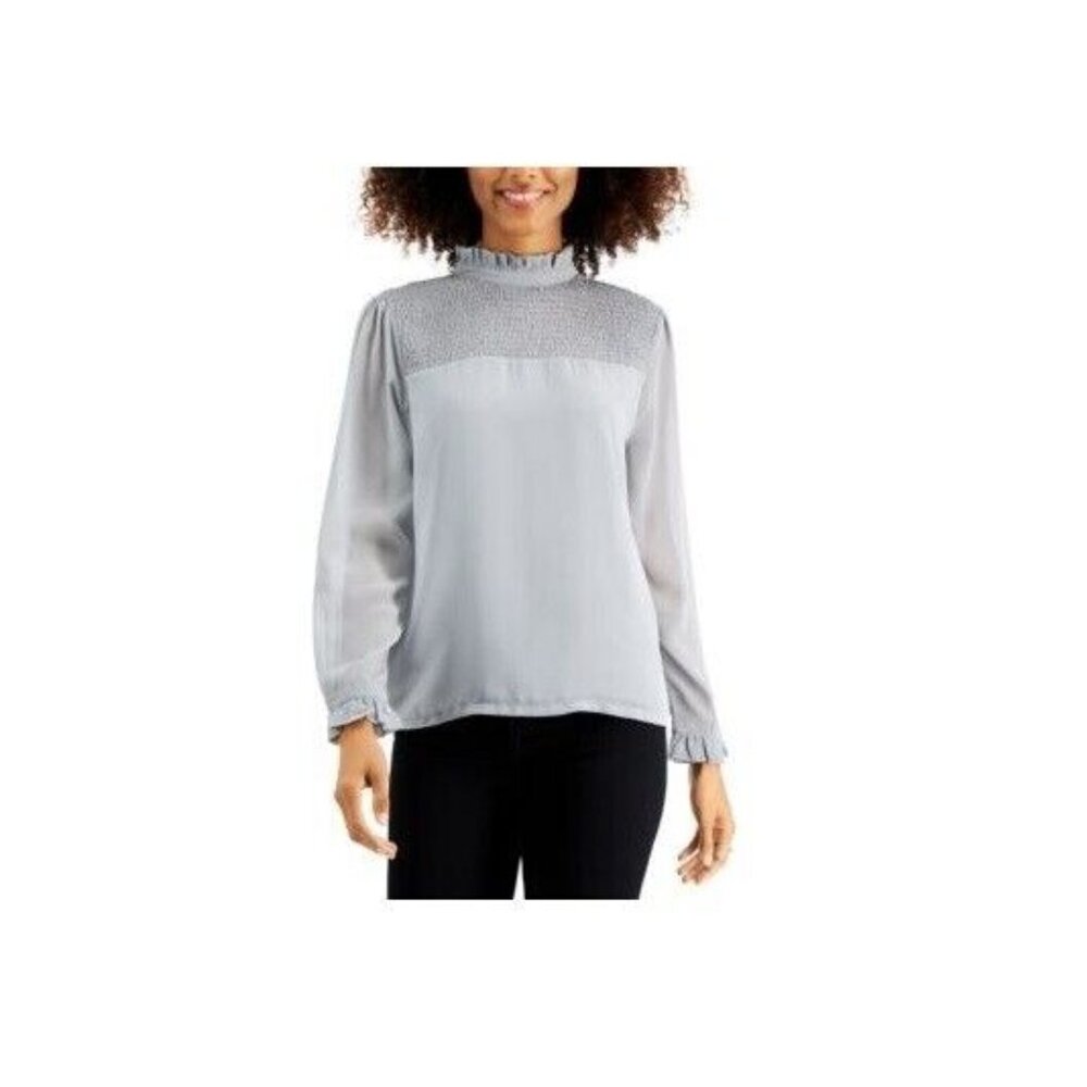 Willow Drive Womens XS Grey Long Sleeve Ruffle Trim Top NWT AI80